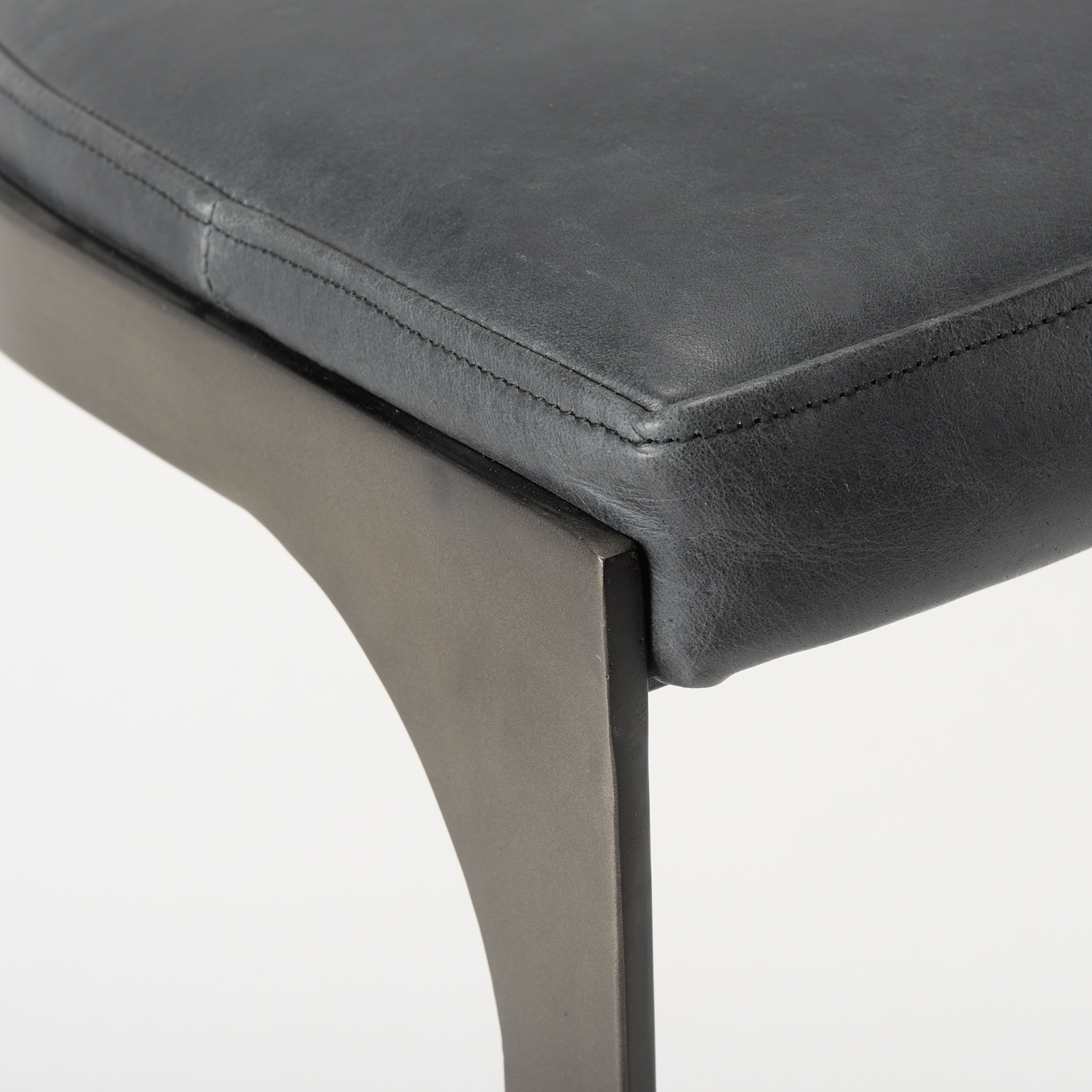 Tyler Counter Stool in Black Leather - Addison West 