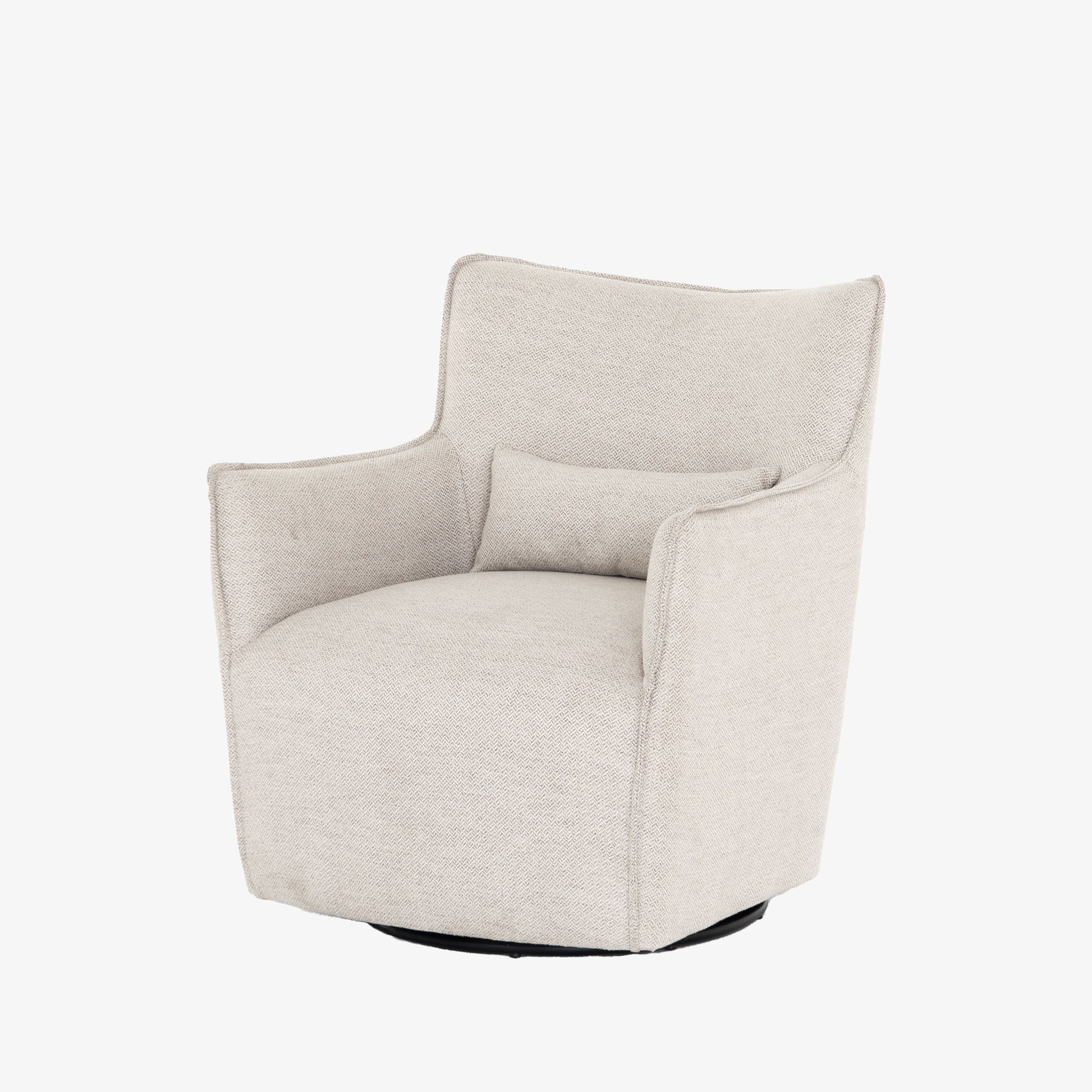 Light grey small swivel armchair by four hands furniture on a white background