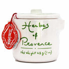 Classic jar of Herbs De Provence on a white background