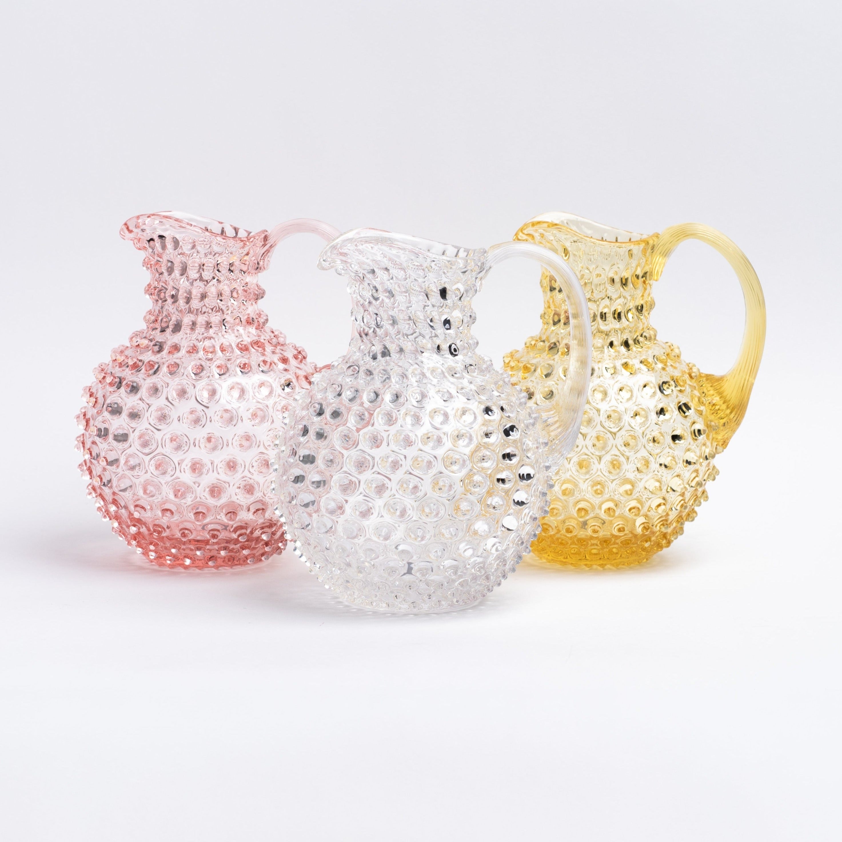 Addison West Chehoma glass hobnail pitchers