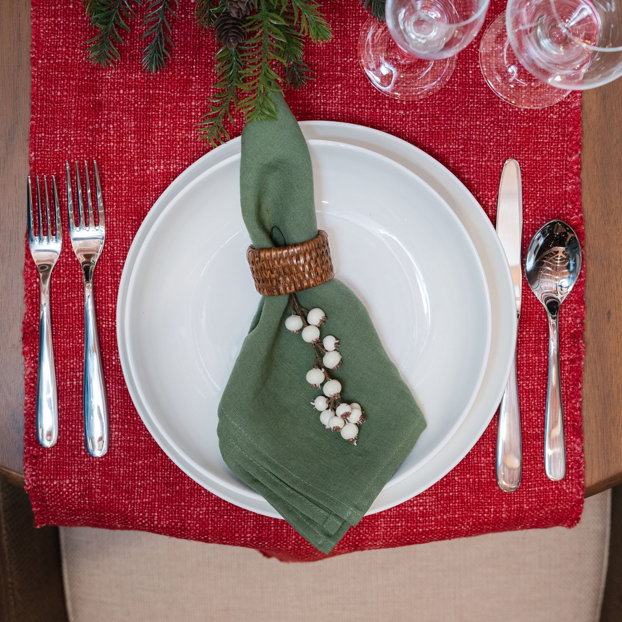 Linen Napkin Set - Forest Green - Addison West 