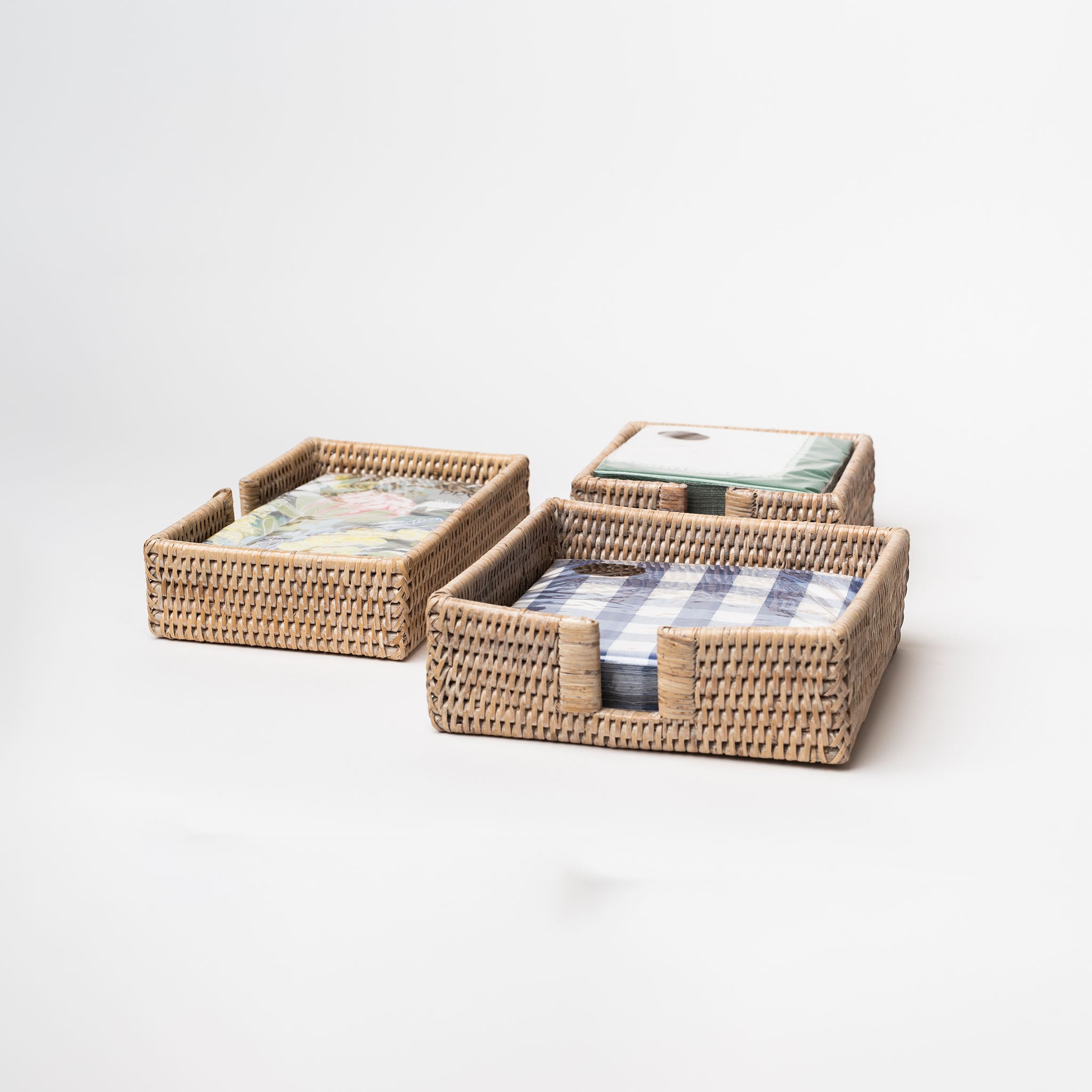 Rattan Guest Napkin Holder in Whitwash - Addison West 