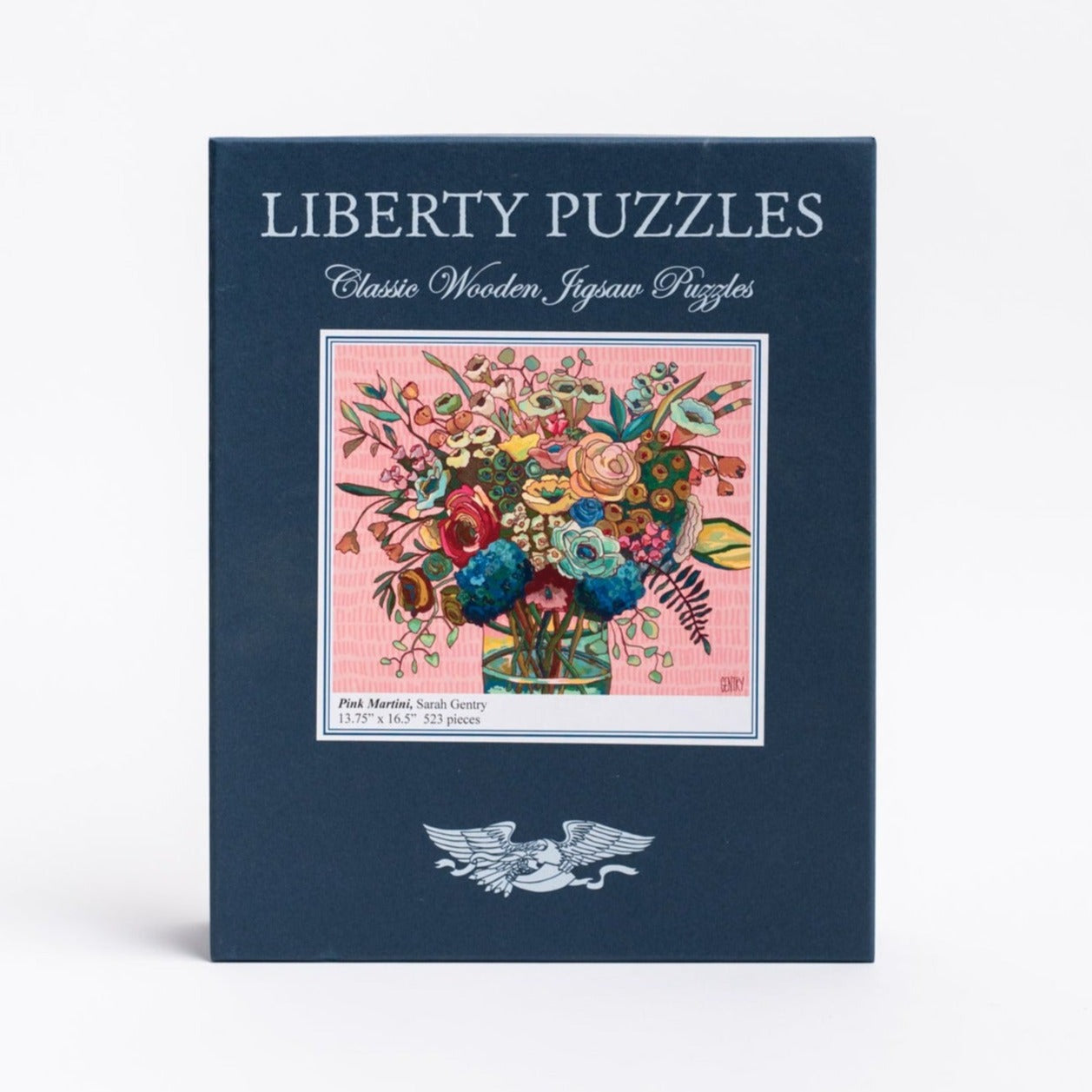 Liberty Puzzles Pink Martini Flowers puzzle on a white background