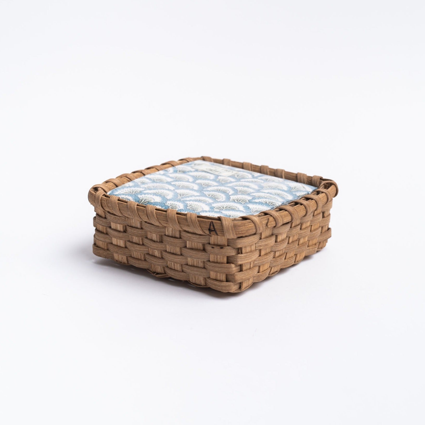 Vermont hand woven basket Cocktail Napkin Holder on a white background