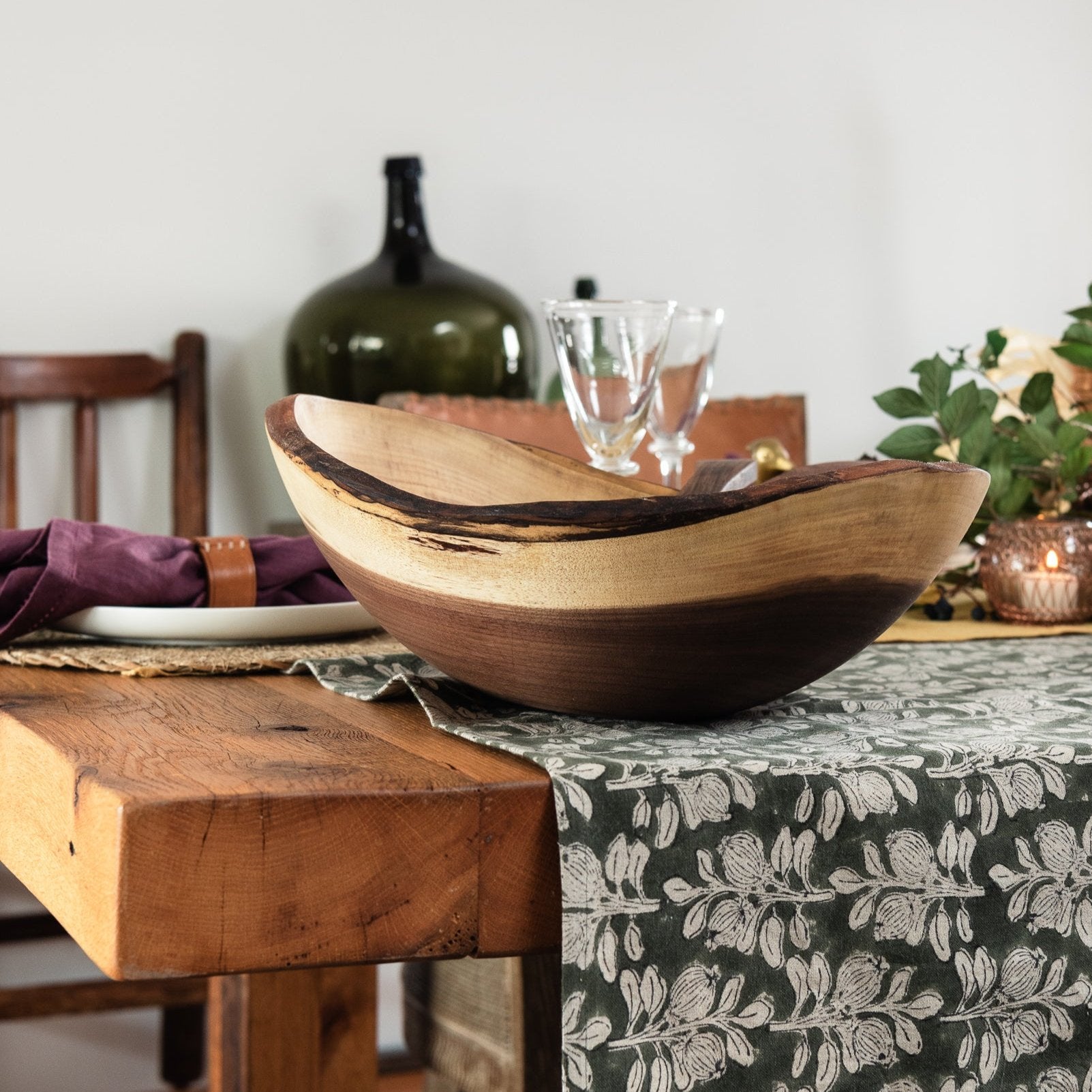 Live Edge Cherry Bowl on a festive fall table.