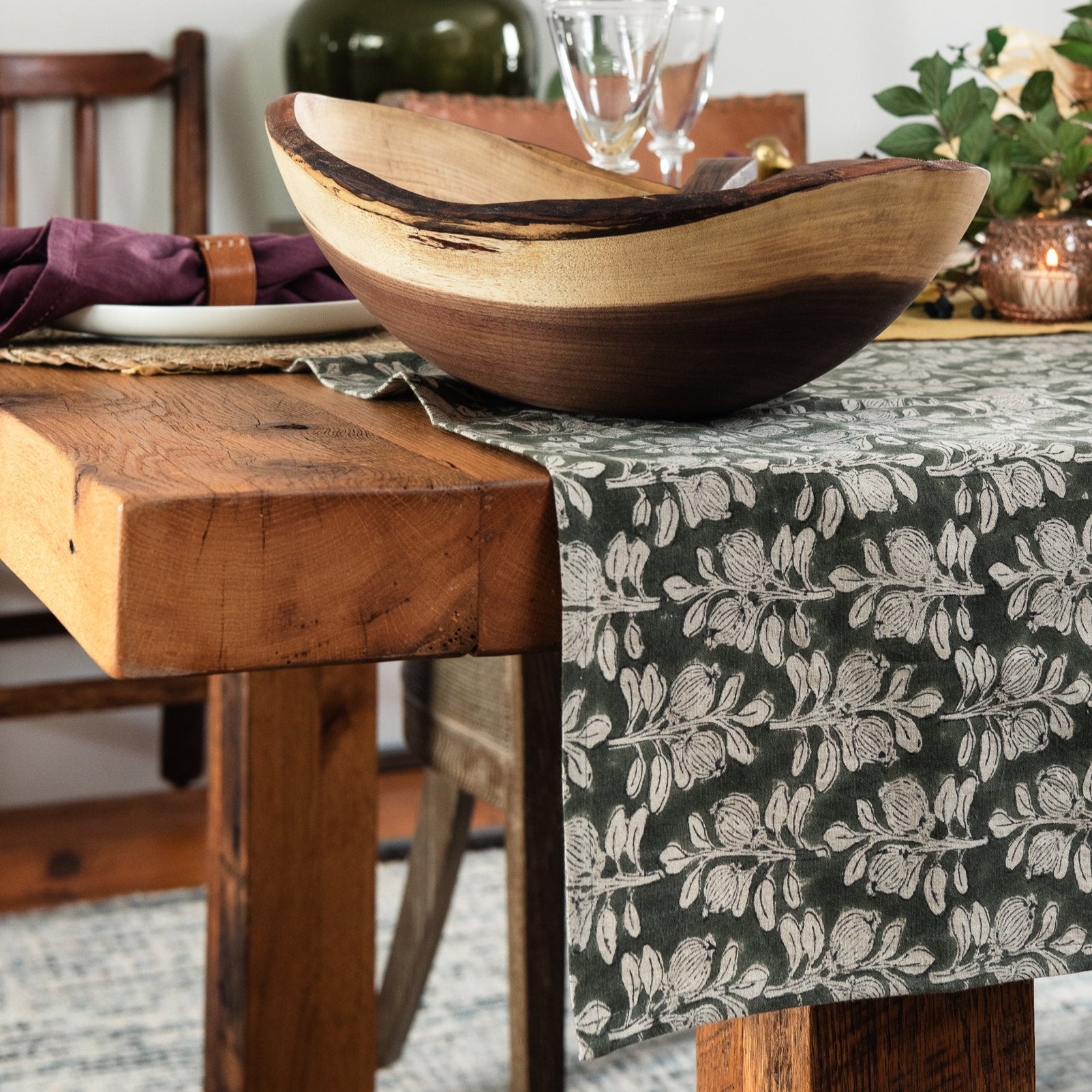 Arbor Block Print Tablecloth on a festive fall table