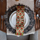 Vermont Handmade Block Print Napkins in Autumn on a fall thanksgiving table