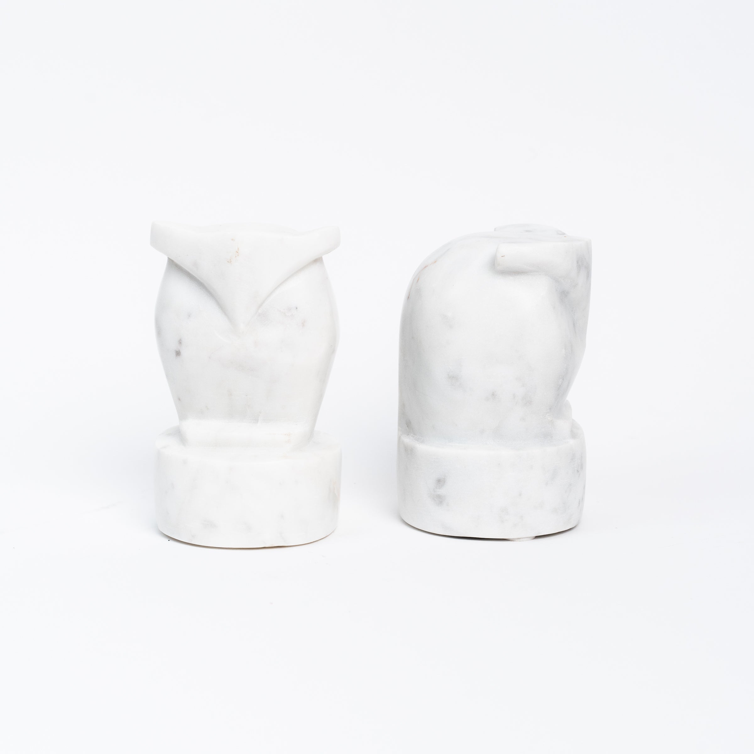 Marble Owl Bookends on a white background