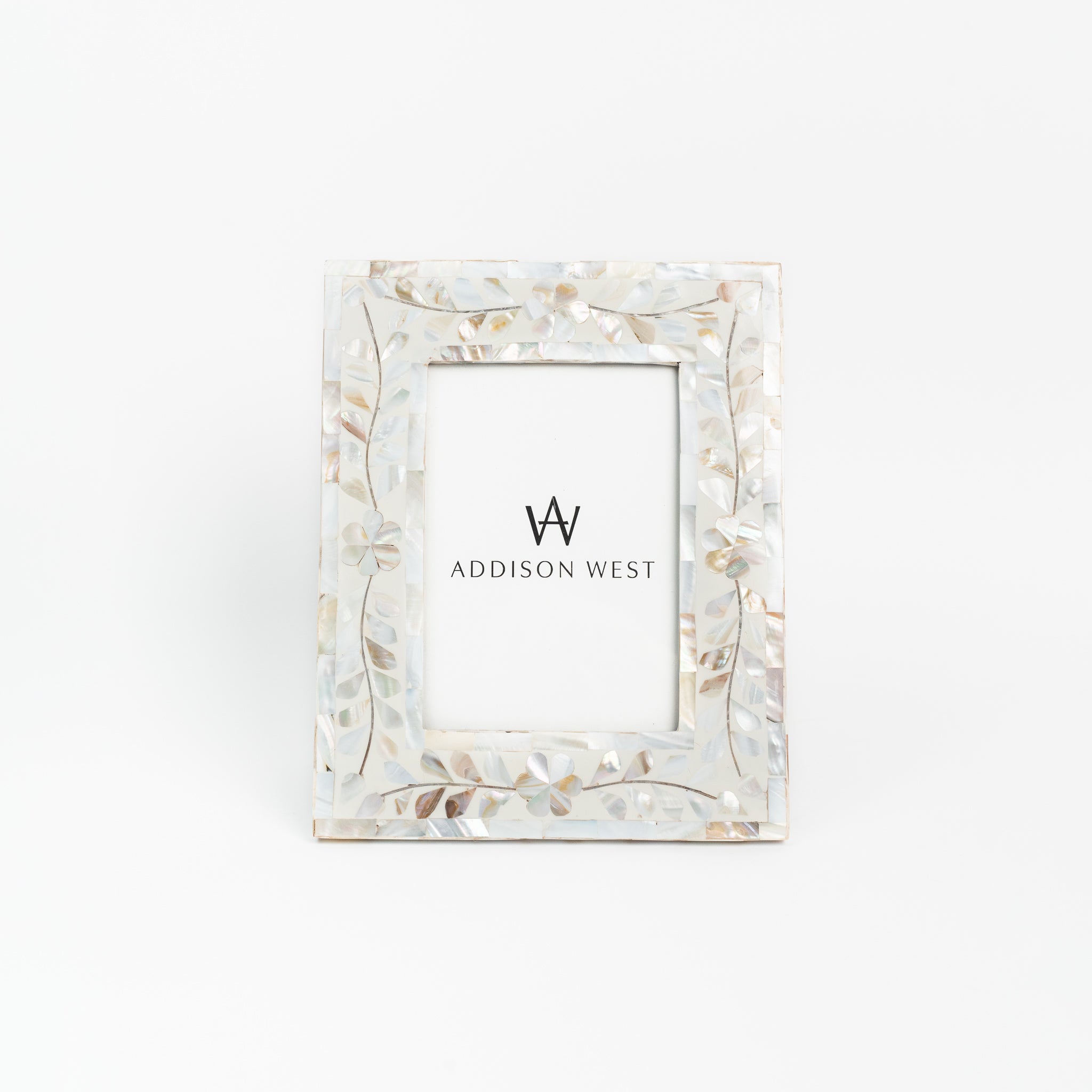 Mother of pearl picture frame on a white background