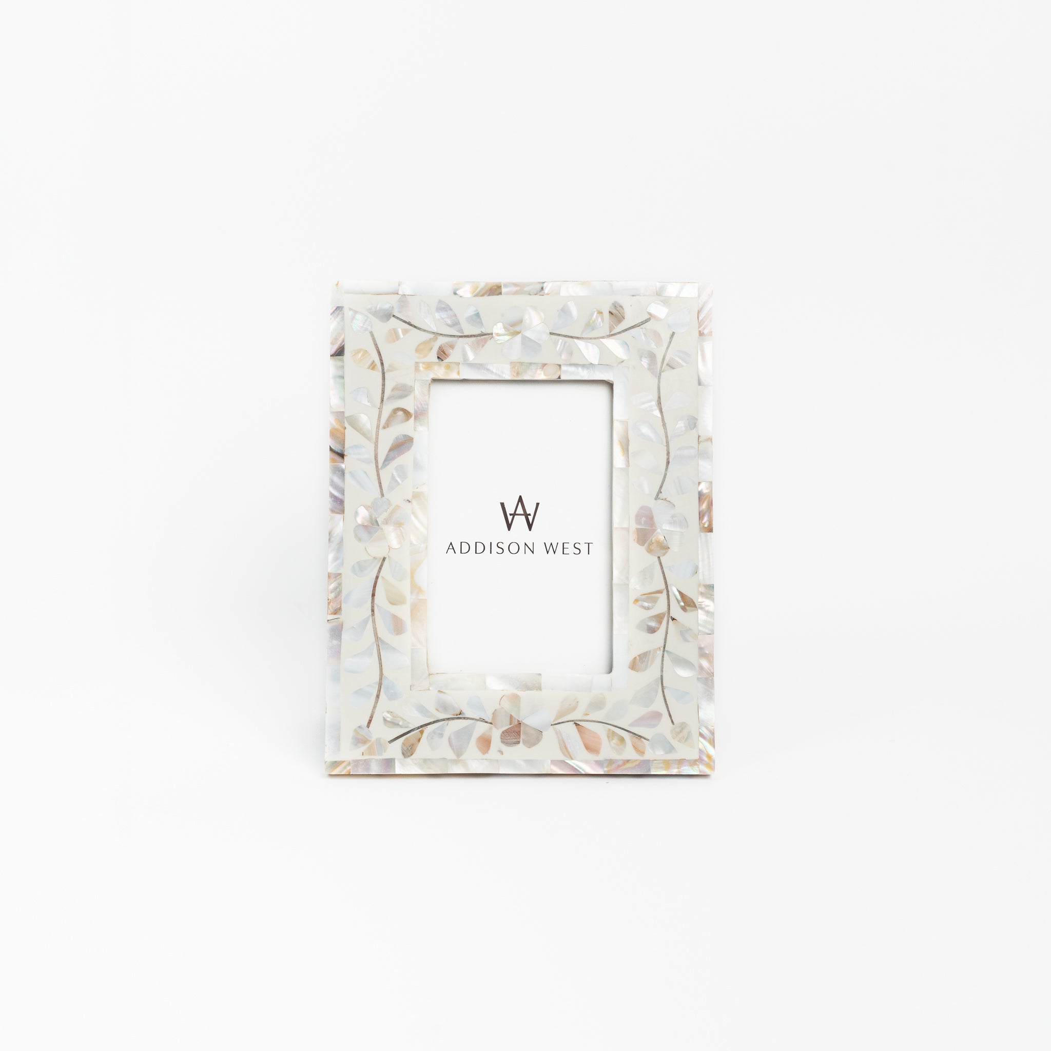 Mother of pearl picture frame on a white background