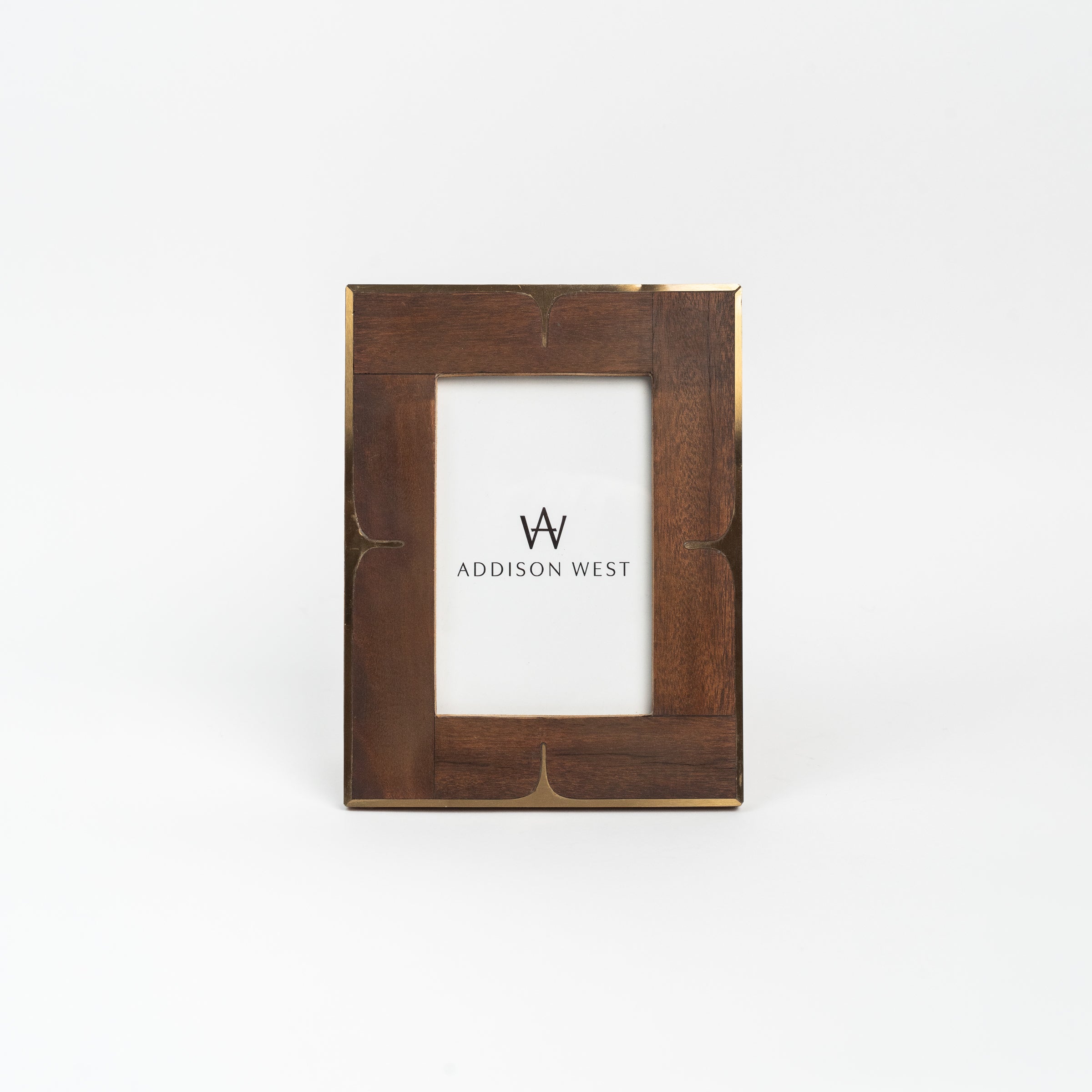 Wood & Brass 4x6 Frame on a white background