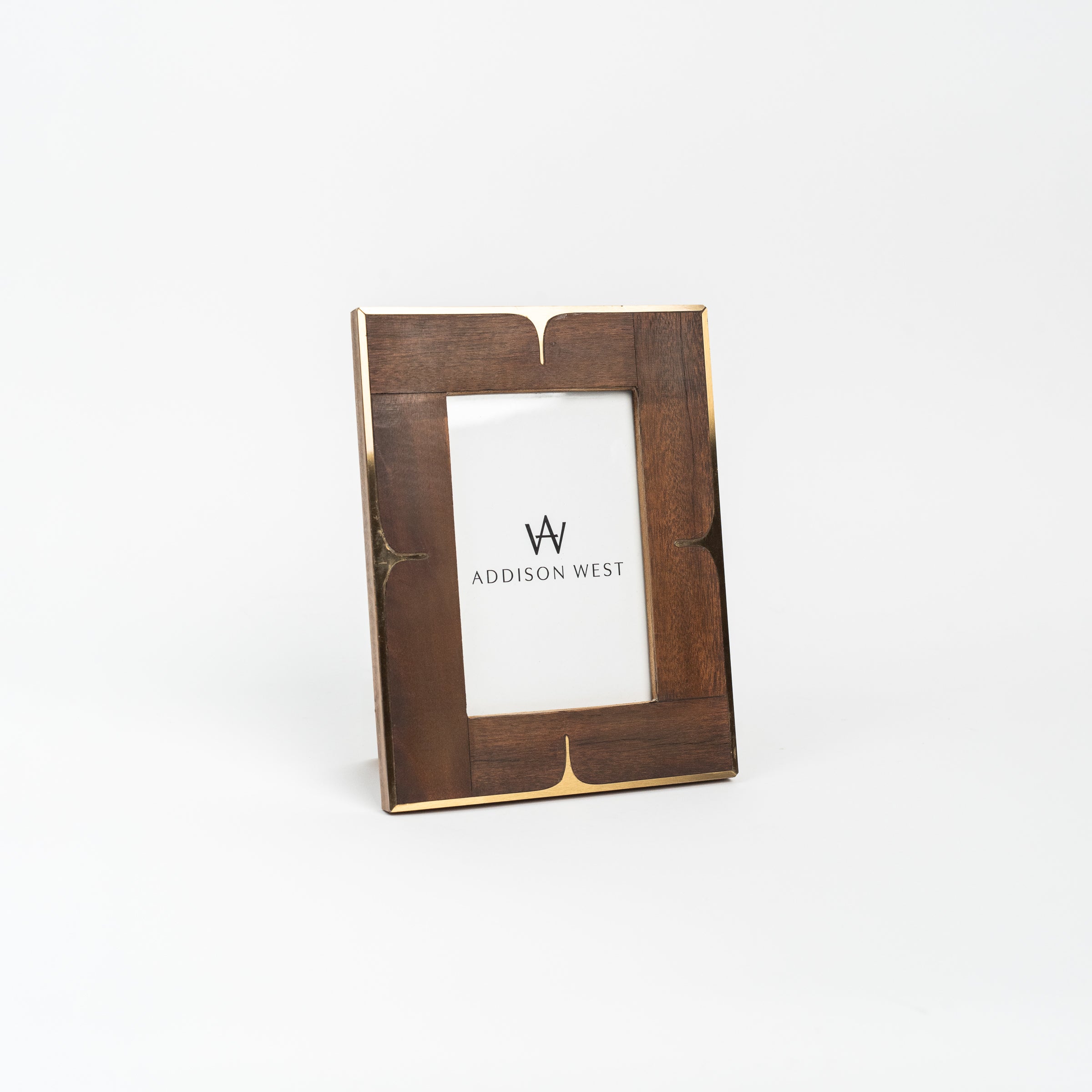 Wood & Brass 4x6 Frame on a white background