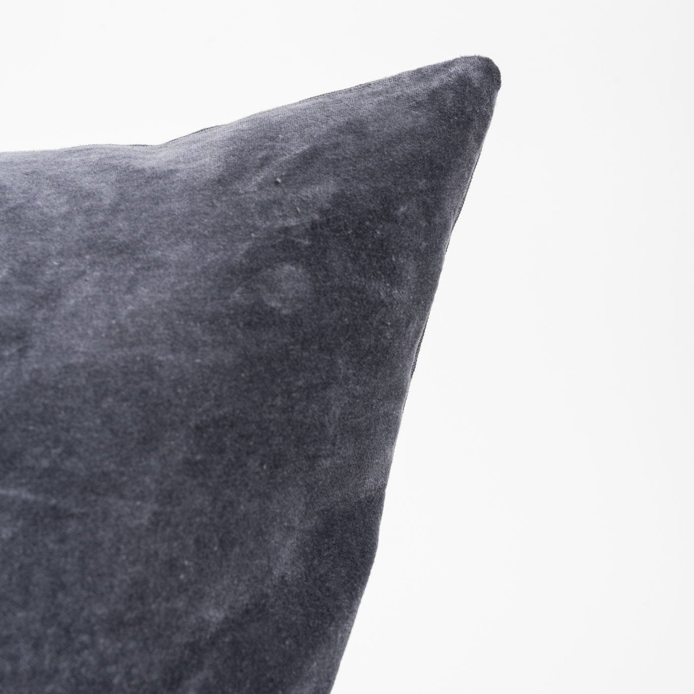 Vera Velvet Lumbar Pillow in Graphite - Addison West 