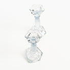 Vintage Pair Glass Candlesticks on a white background at Addison West