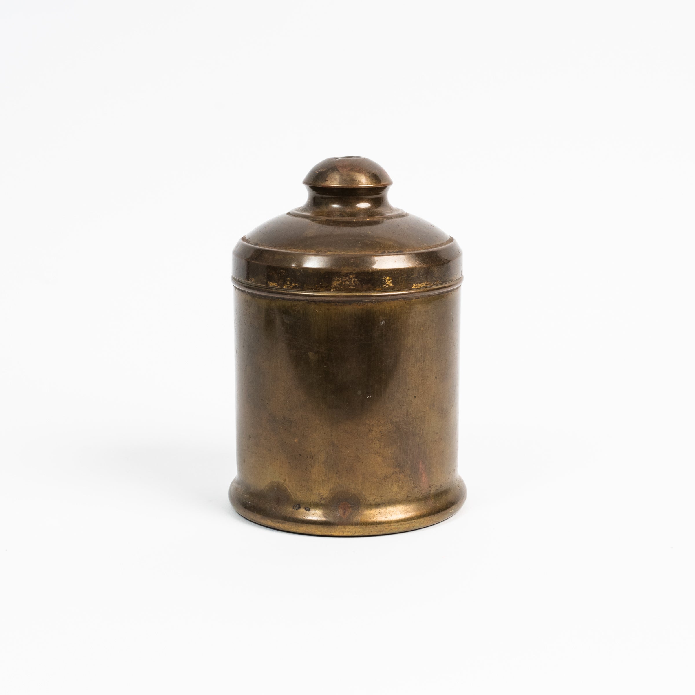 Vintage Brass Tobacco Tin on a white background at Addison West