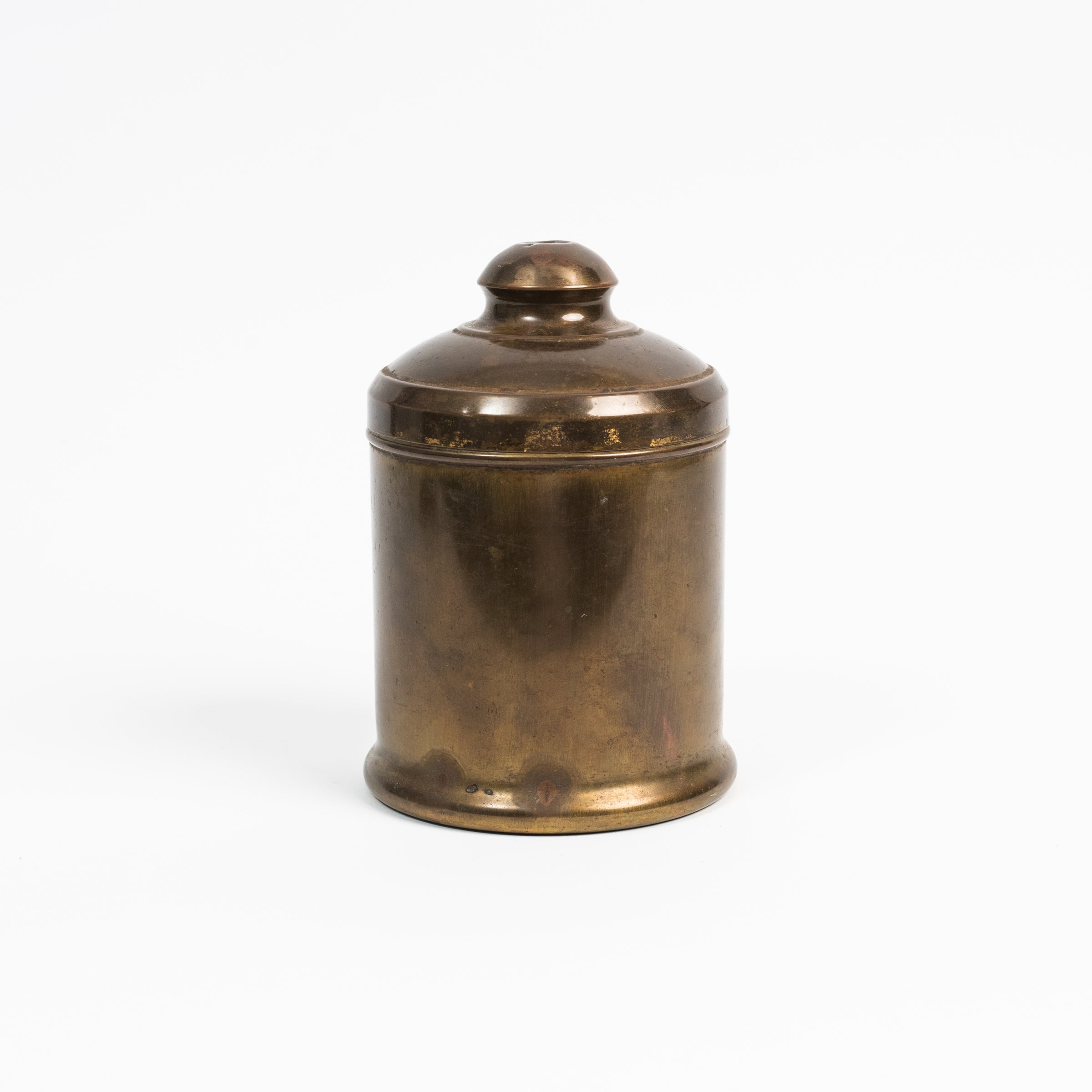 Vintage Brass Tobacco Tin on a white background at Addison West