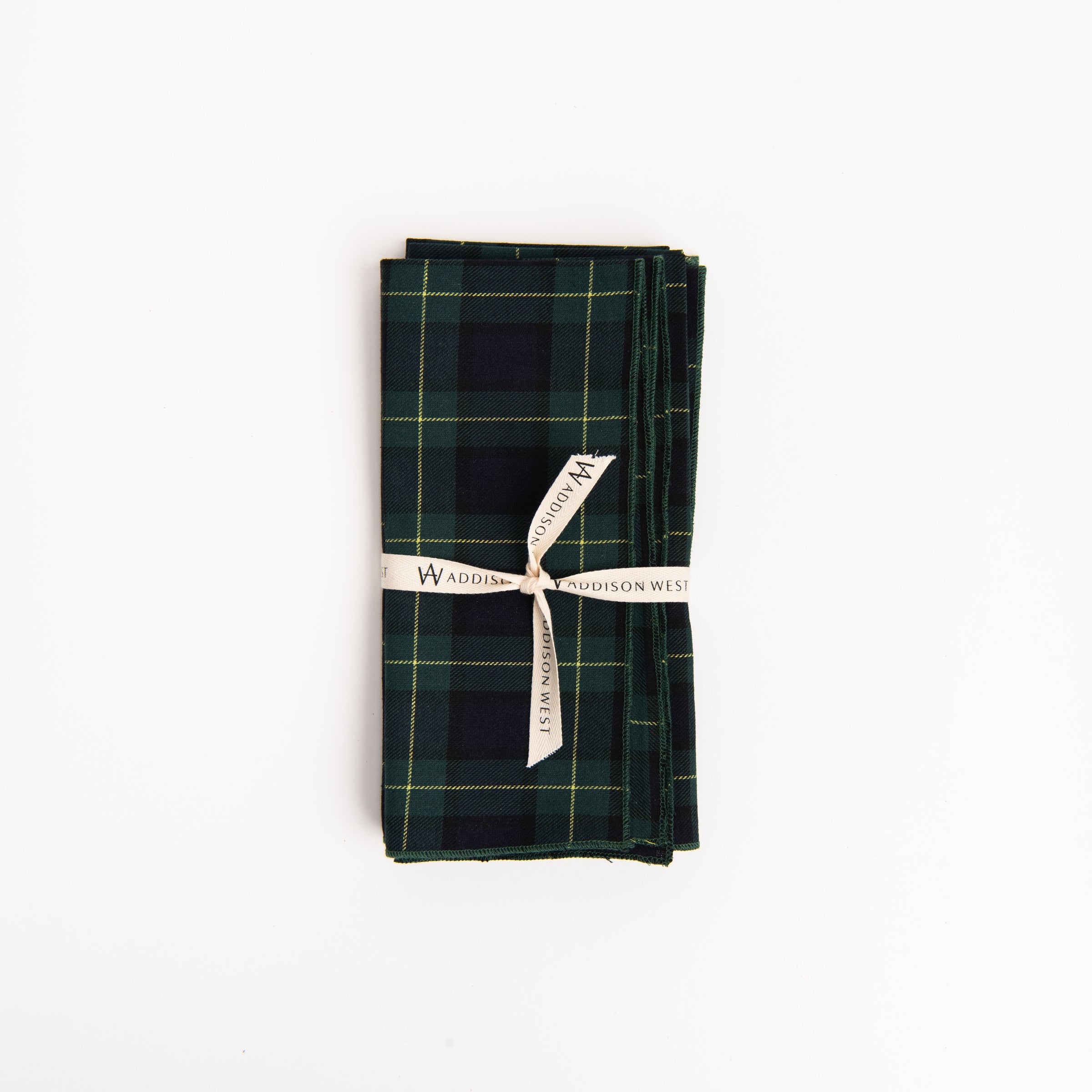 Forest Green Tartan Napkins - Set of 4 on a white background at Addison West