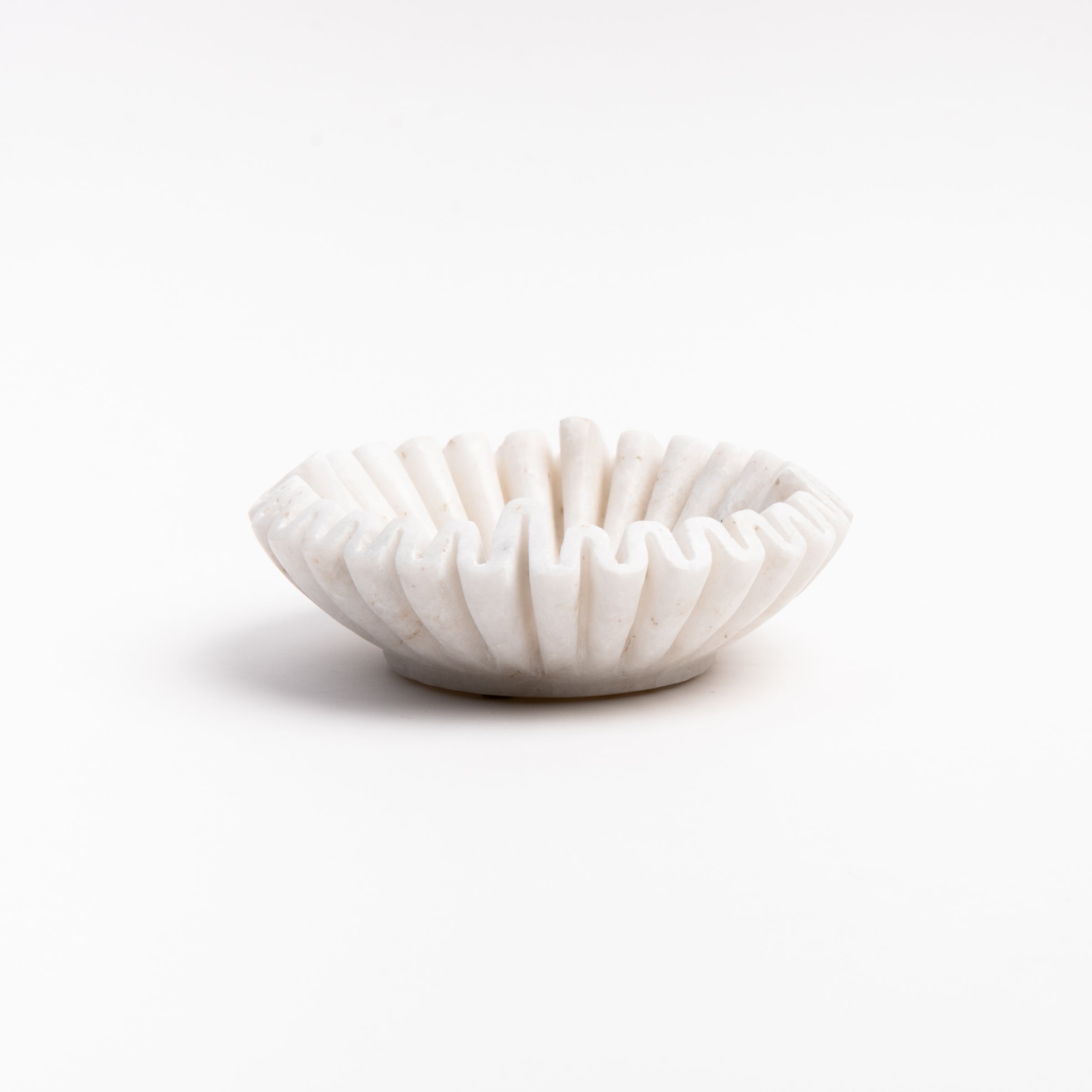 Mariella Marble Fluted Dish on a white background at Addison West