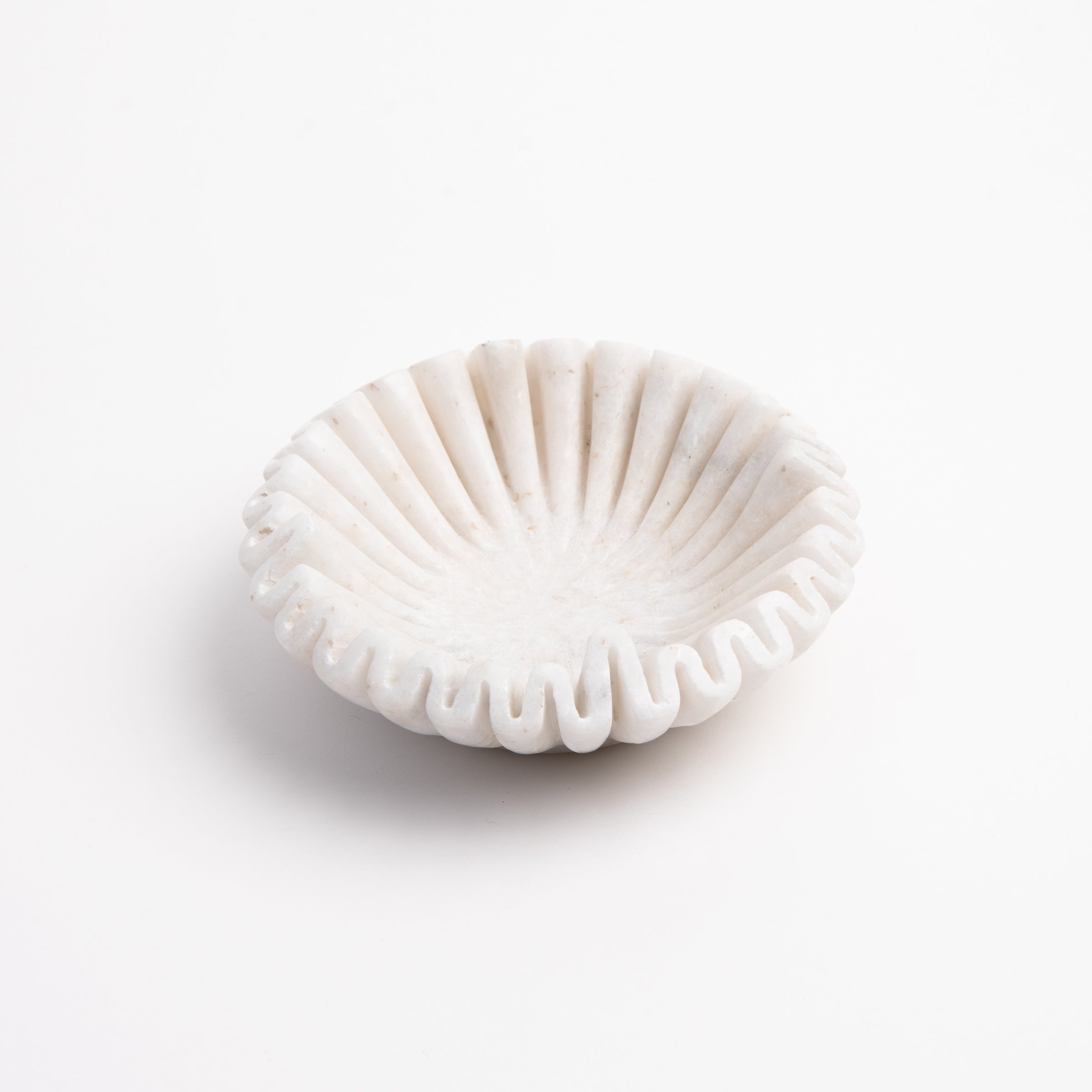 Mariella Marble Fluted Dish on a white background at Addison West