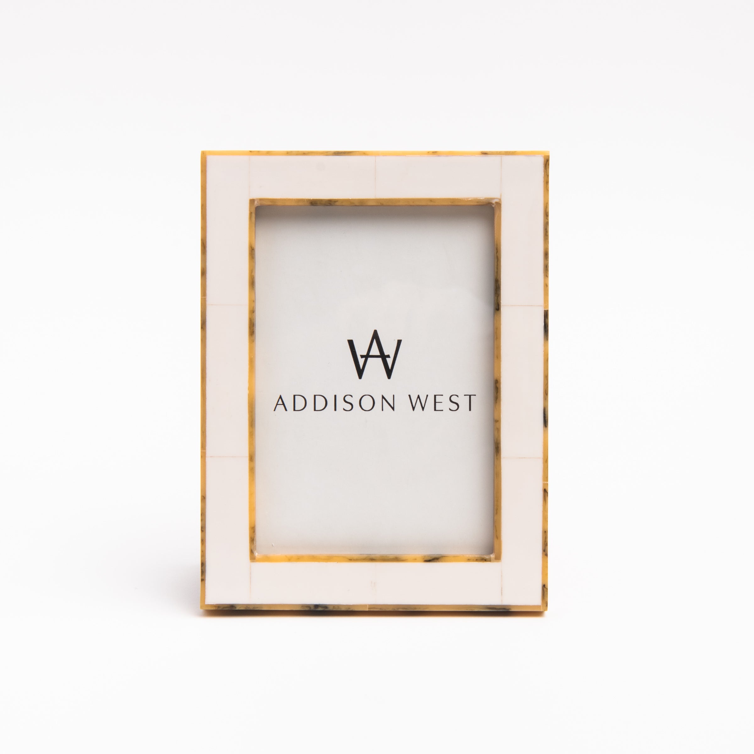 5x7" White Tortoise Border Picture Frame on a white background at Addison West