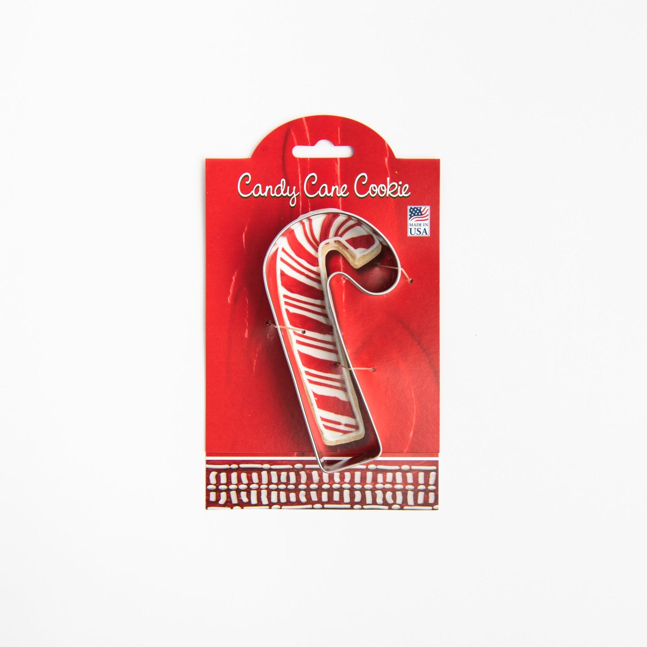 Candy Cane Cookie Cutter with Recipe Card on a white background at Addison West