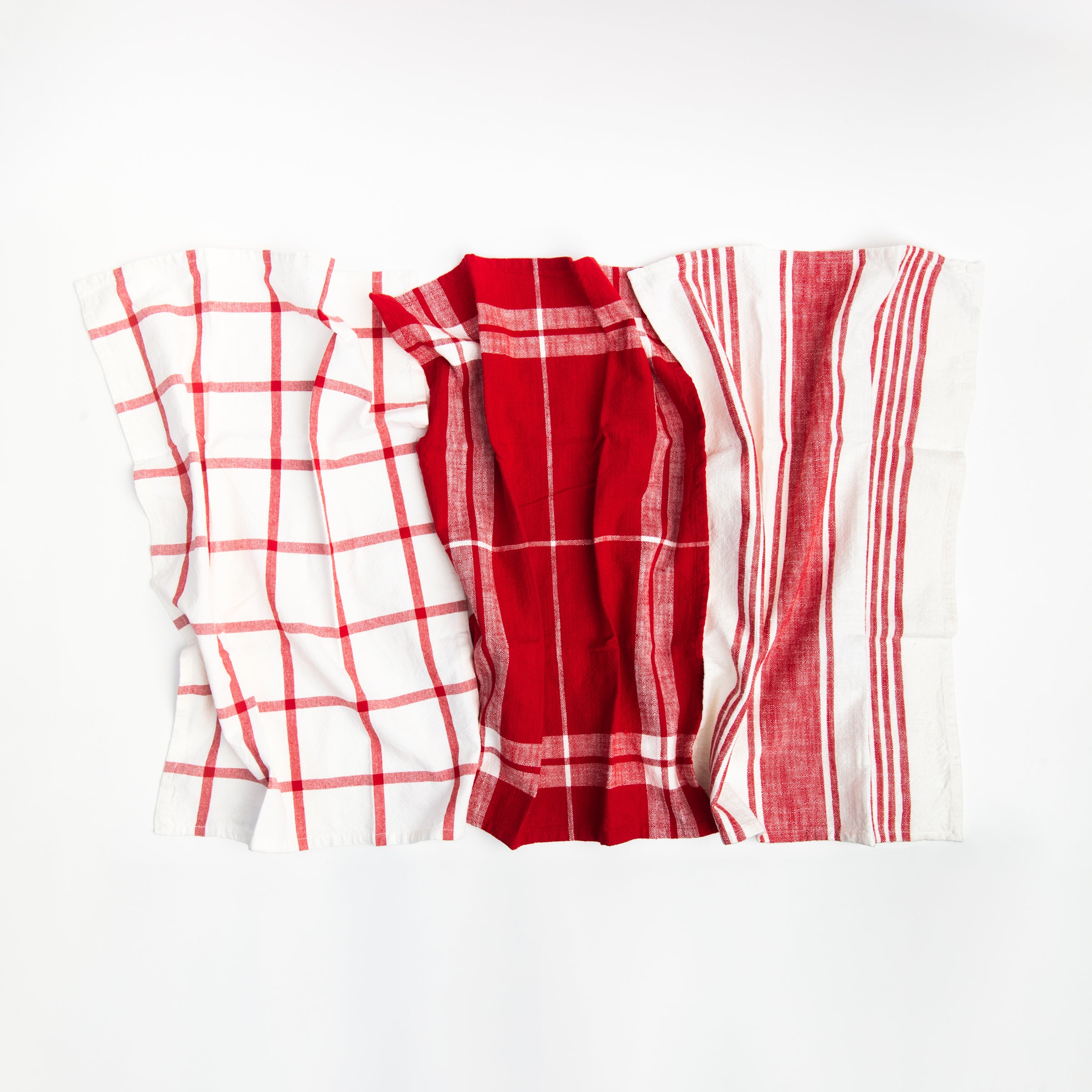 Reds Kitchen Towels - Set of Three on a white background at Addison West