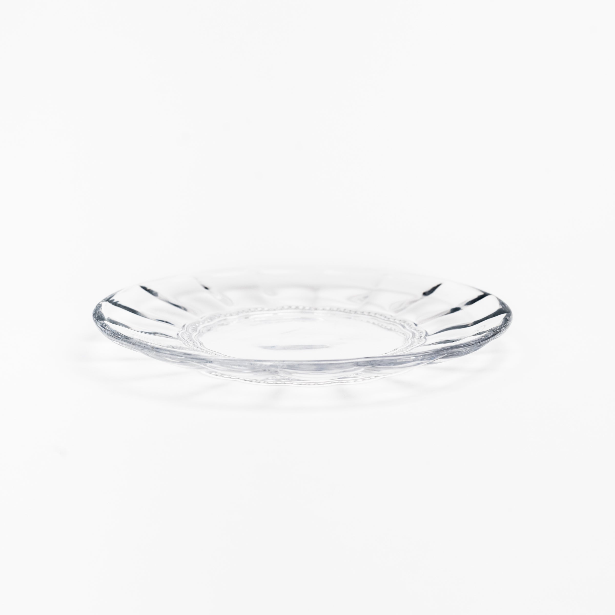 Pressed Glass Appetizer Plate on a white Background at Addison West