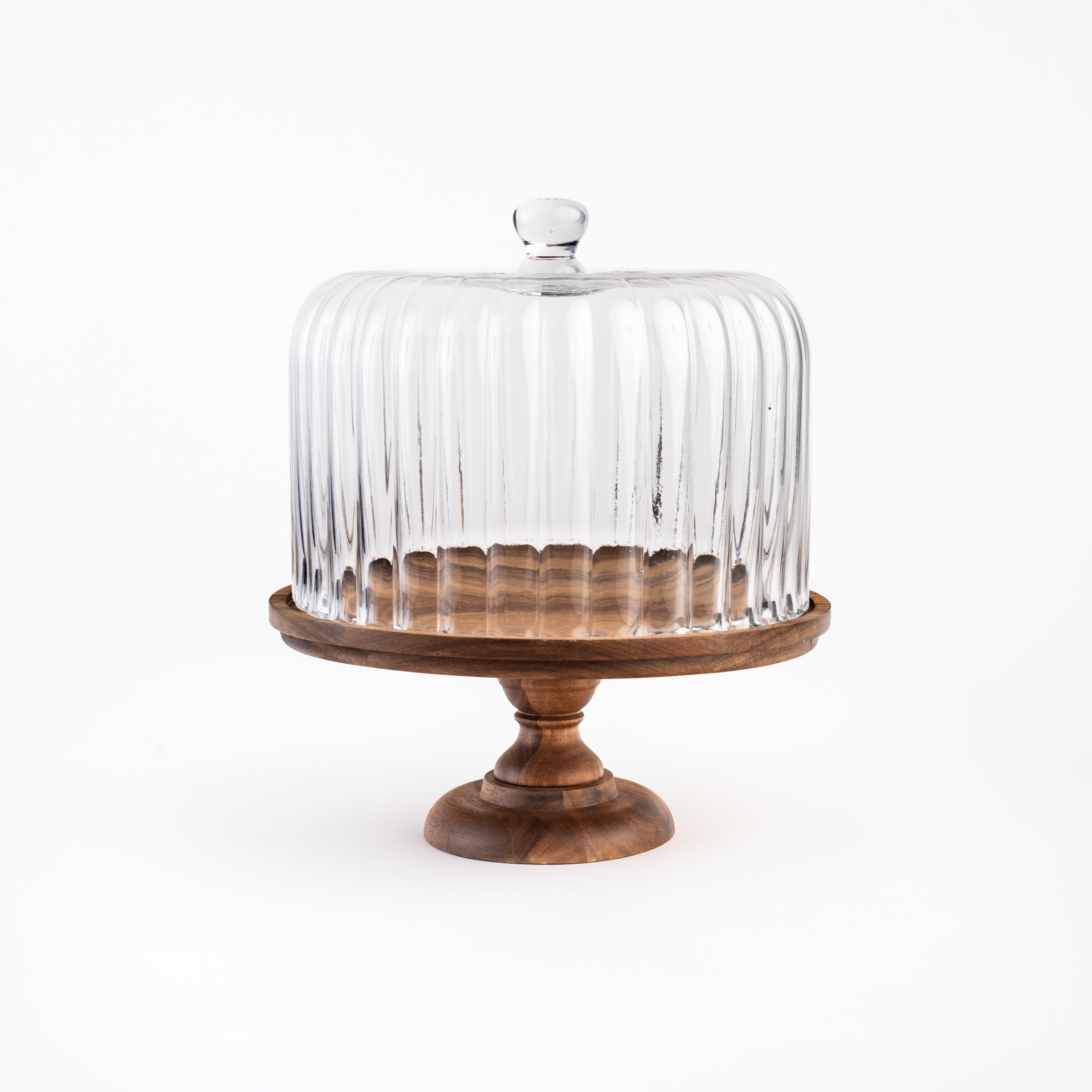 Fluted Glass Cake Stand on a white background at Addison West