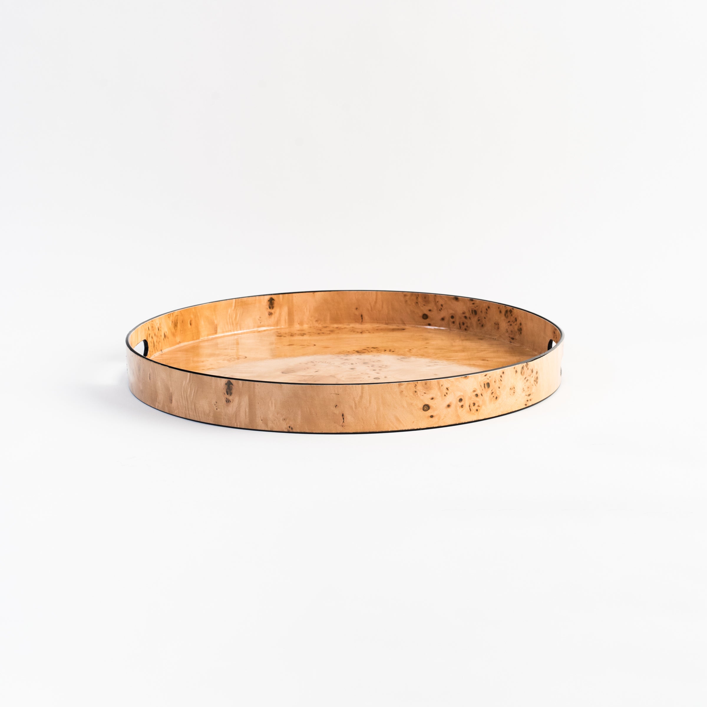 Burl Wood Round Tray - Large on a white background at Addison West