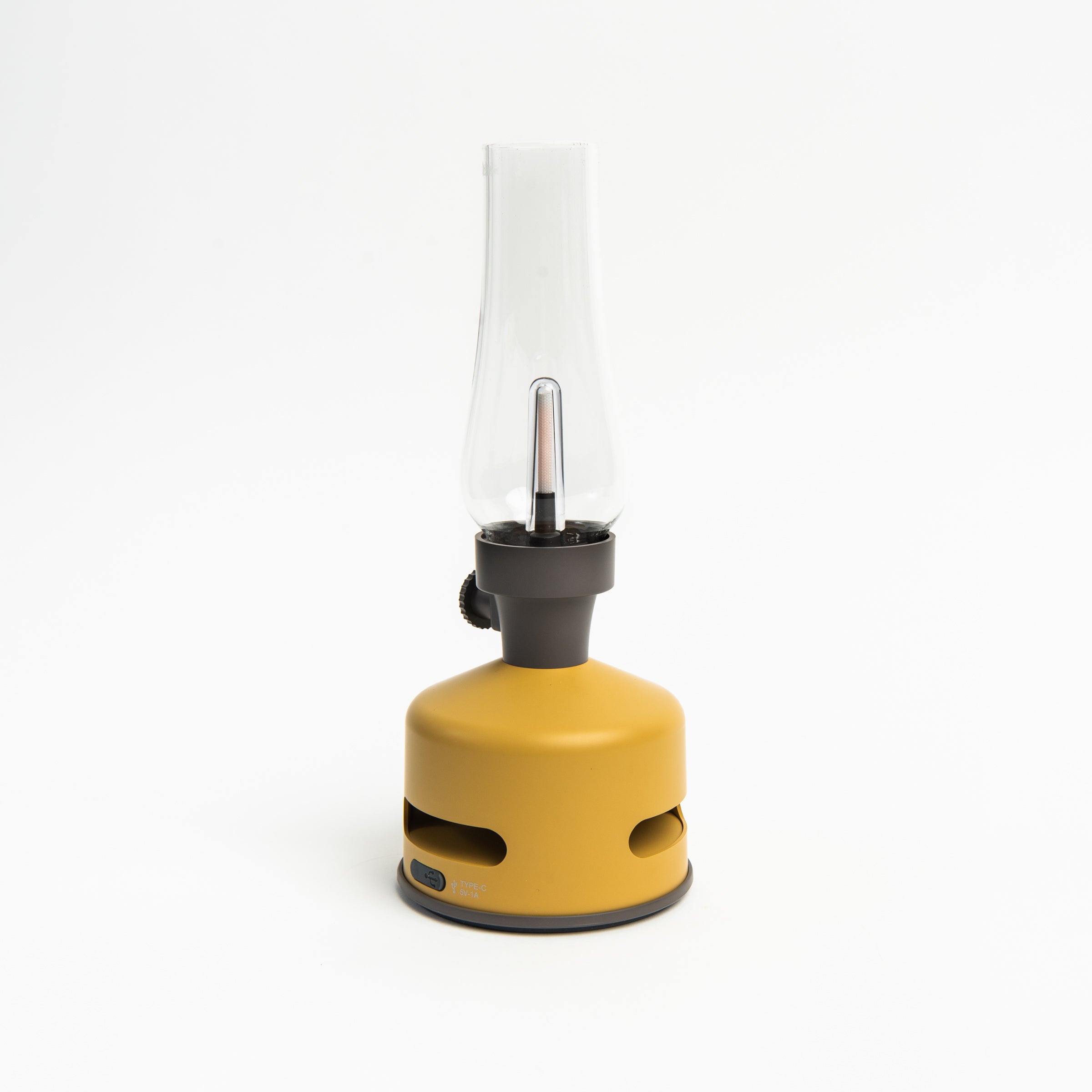 Light and Sound LED Lantern with Speaker in Mustard Yellow on a white background at Addison West