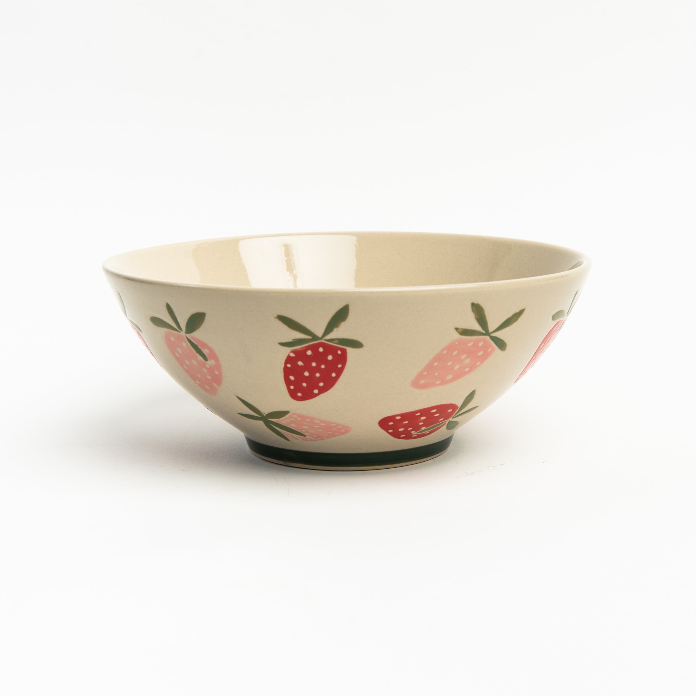 Strawberry Stoneware Bowl on a white background at Addison West