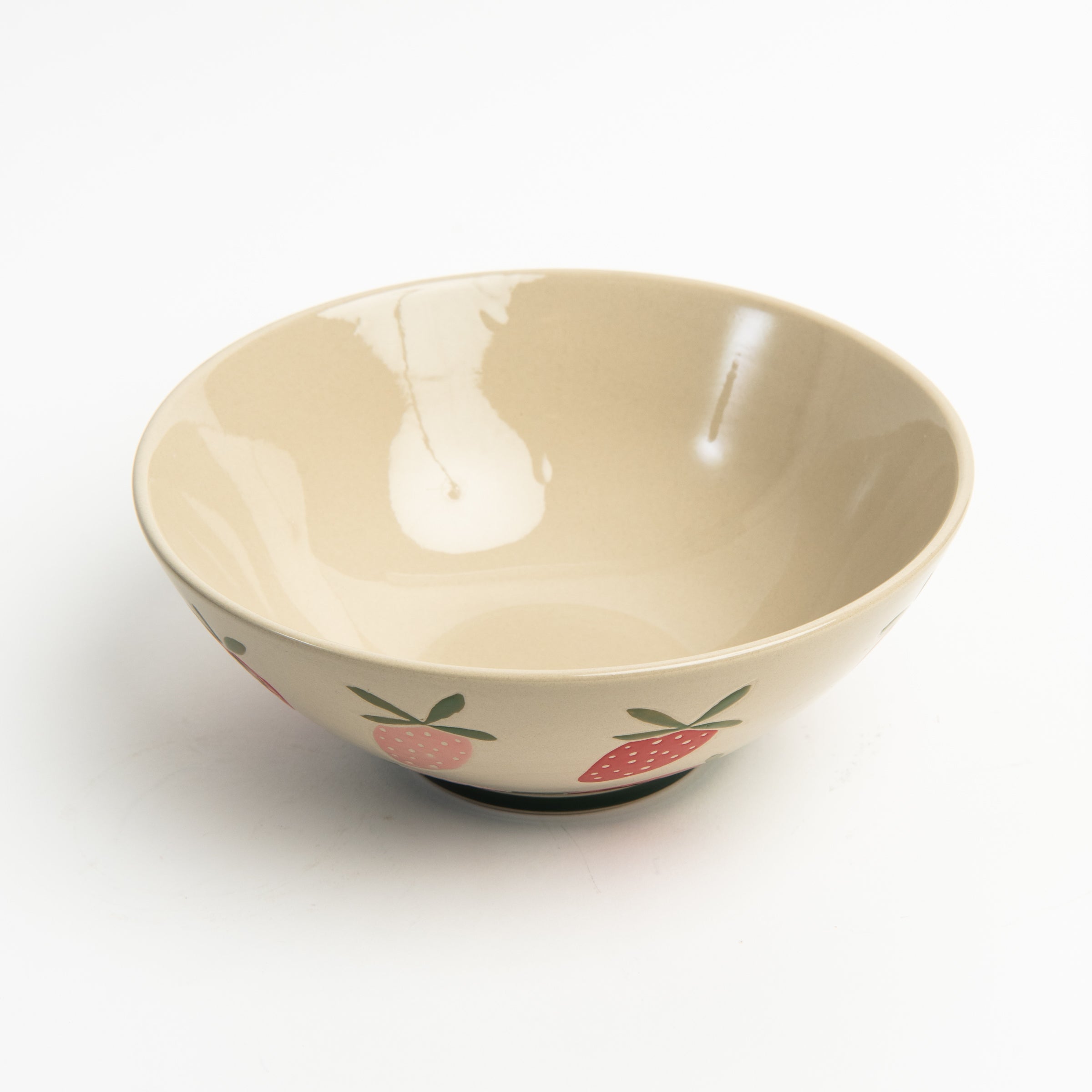 Strawberry Stoneware Bowl on a white background at Addison West