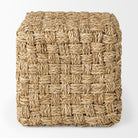 Adele 17.7L x 17.7W x 17.7H Medium Brown Seagrass Woven Square Pouf on a white background