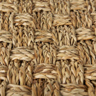 Close up of Adele Medium Brown Seagrass Woven Square Pouf