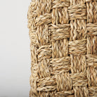 Adele 17.7L x 17.7W x 17.7H Medium Brown Seagrass Woven Square Pouf on a white background