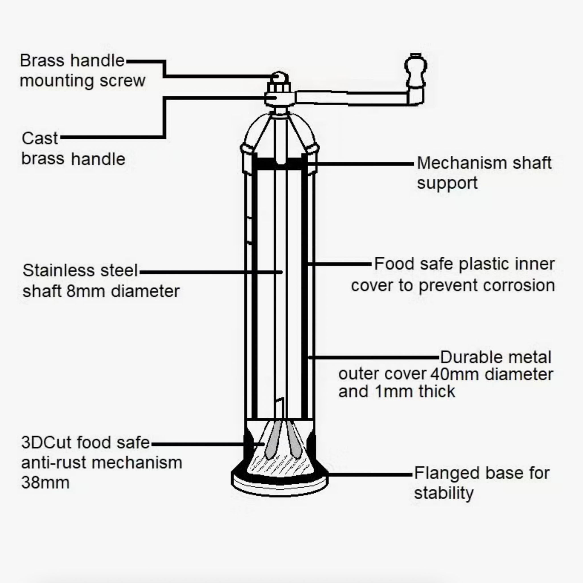 Alexander 8" Brass Salt Mill - Addison West 