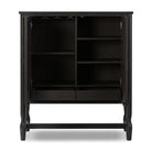 Amber Lewis x Four Hands Bari Bar Cabinet in Cracked Smoked Black Veneer on a white background at Addison West