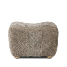 Amber Lewis x Four Hands Oslo Ottoman in Taupe Shearling on a white background at Addison West