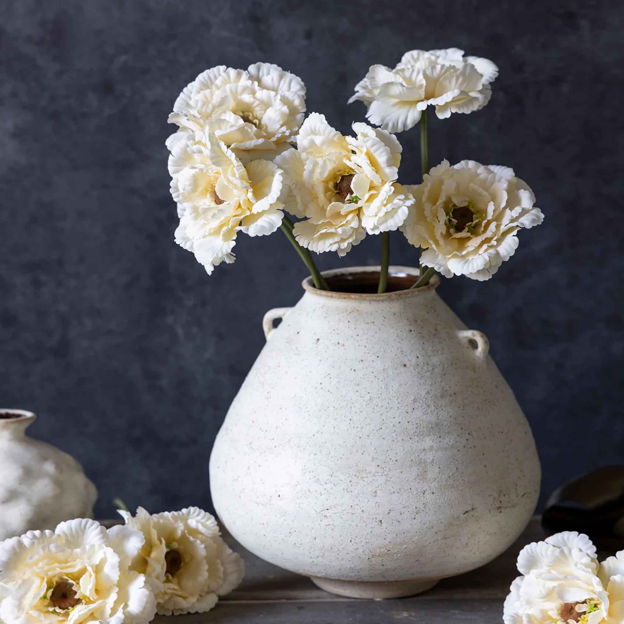 Abigail Ahern Faux Peony in Garden Lace in a cream pot at Addison West