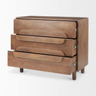 Astrid 36L x 17W x 30.3H Medium Brown Solid Wood 3 Drawer Cabinet on a white background