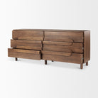 Astrid 71L x 17W x 30.3H Medium Brown Solid Wood 6 Drawer Sideboard on a white background