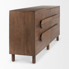 Astrid 71L x 17W x 30.3H Medium Brown Solid Wood 6 Drawer Sideboard on a white background