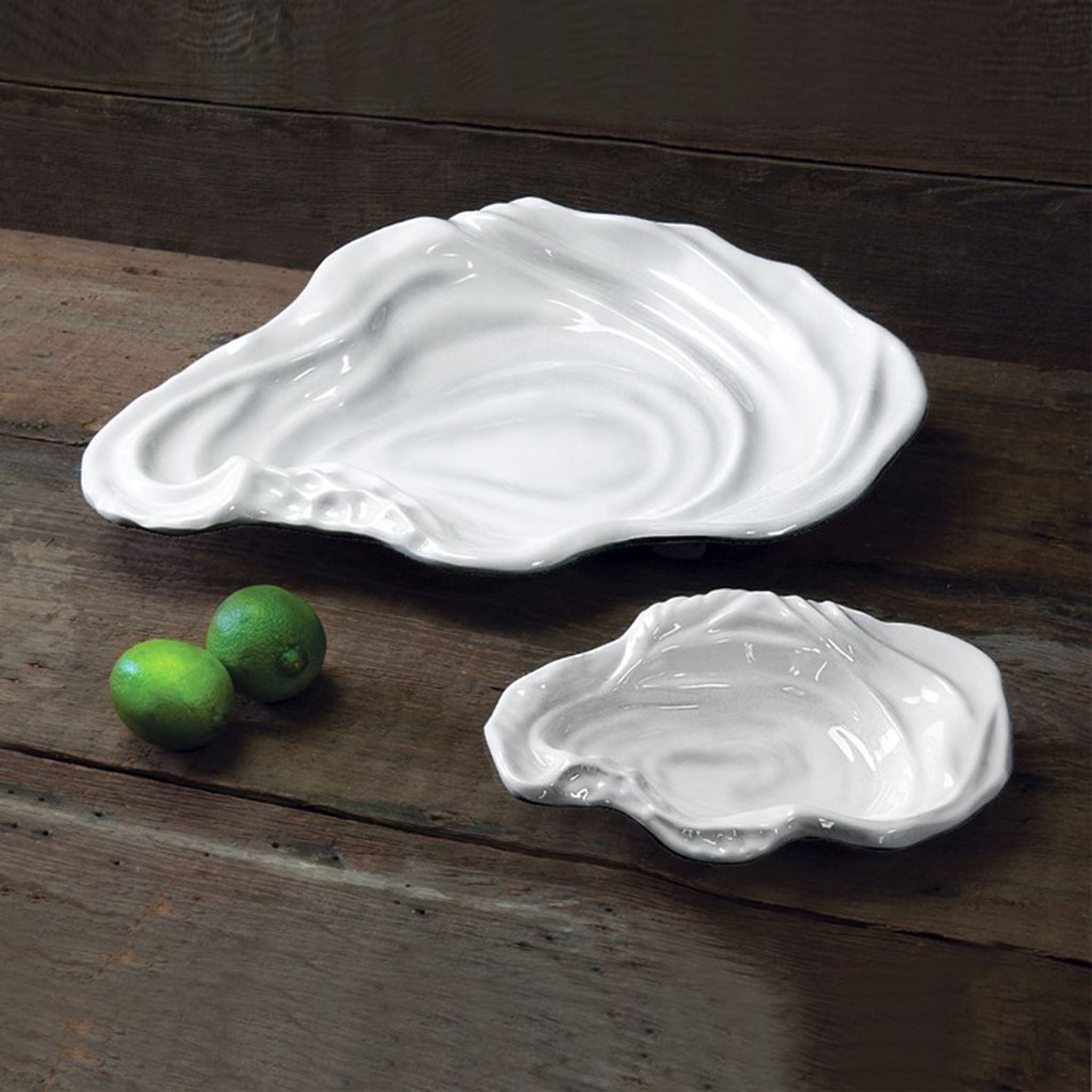 Beatriz Ball Melamine Oyster Large Bowl on a wood surface