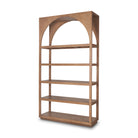 Arched Shelving Unit in Brown Wood stain on a white background