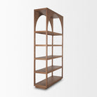 Bela Arched Shelving Unit Medium Brown Wood on a white background