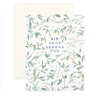 Greeting card with leaves and words: Big Hugs Around You on a white background