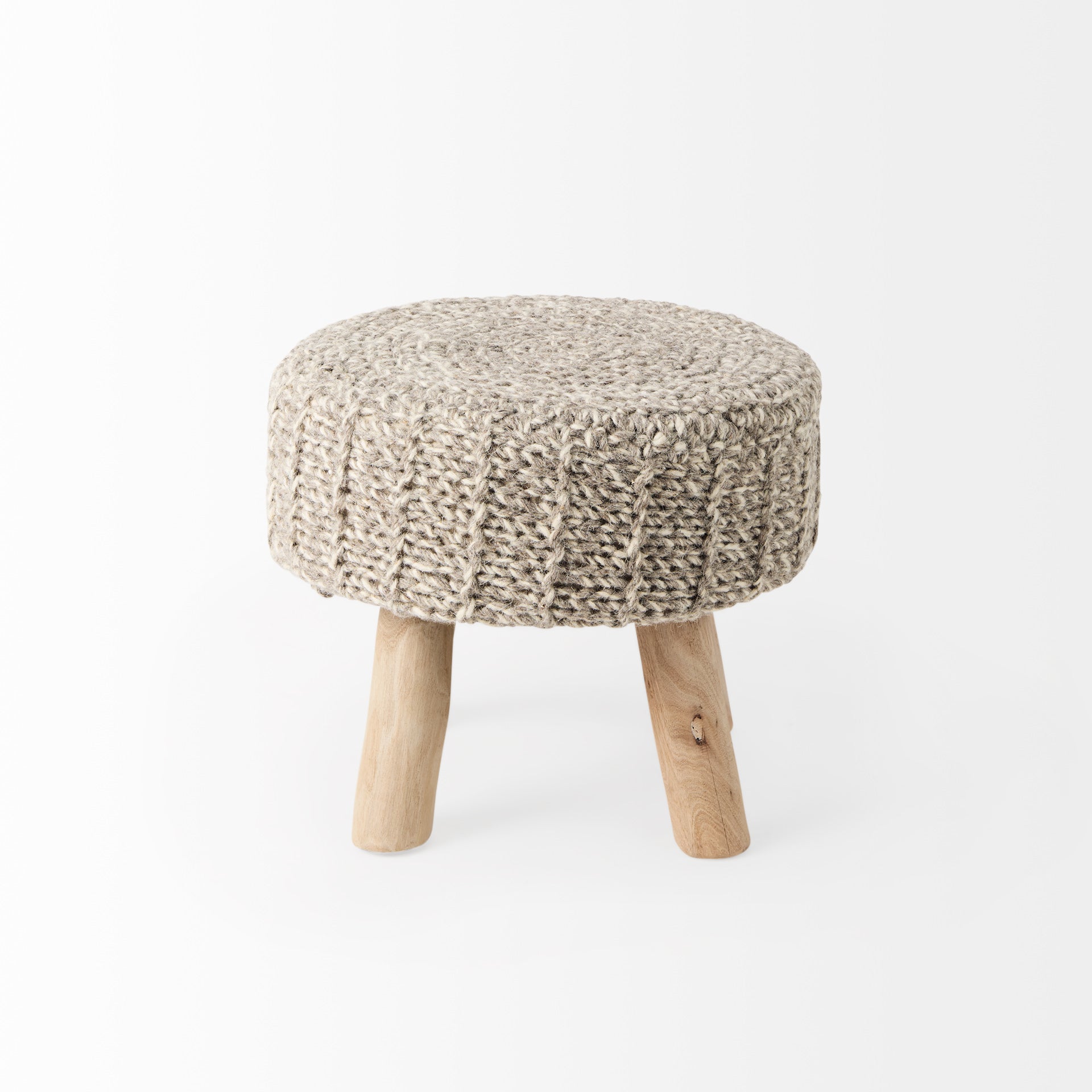 Mercana brand Bina Wool Stool on a white background