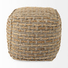 Binita 16 inch square Gray Brown Hemp Wool and Cotton Pouf on a white background