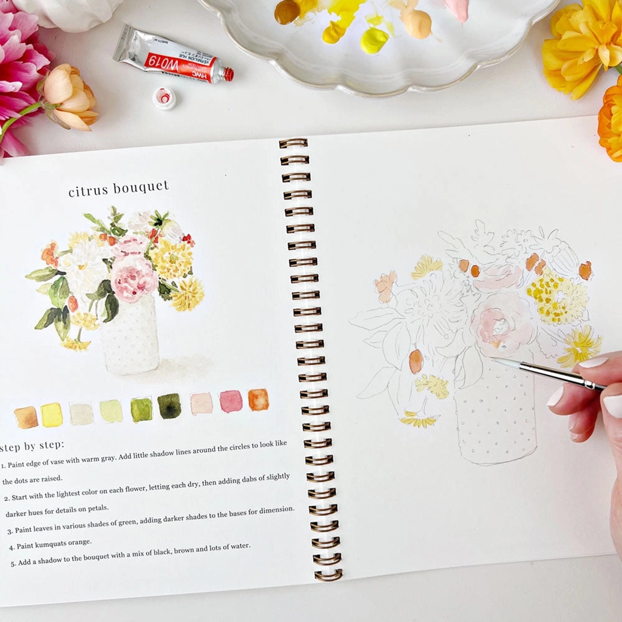 Bouquets Watercolor Workbook - Addison West 