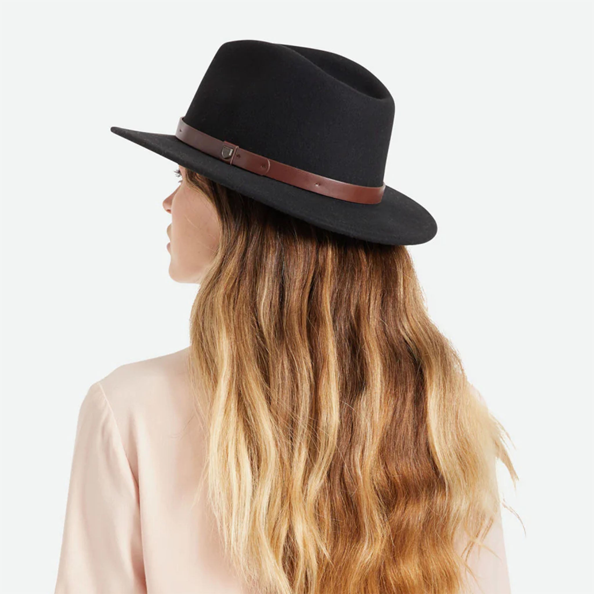 Brixton Messer Fedora in Black + Brown - Addison West 